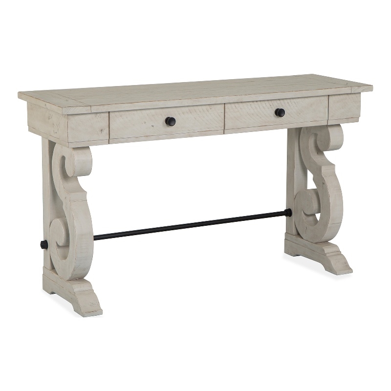 Bowery Hill Traditional Alabaster Rectangular Sofa Table in Cream