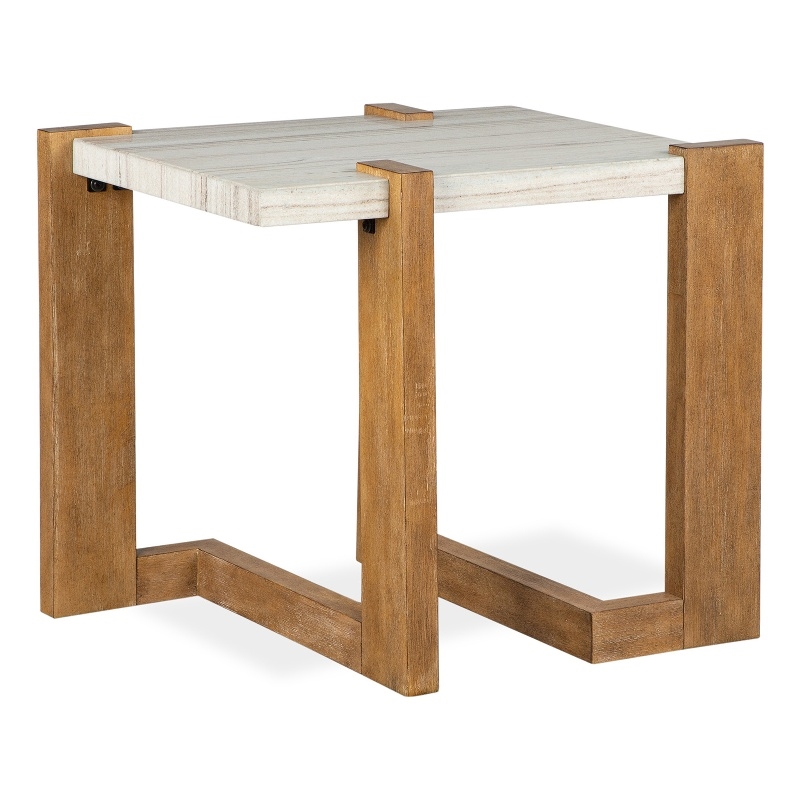 Bowery Hill Contemporary Honey Wheat Wood Rectangular End Table