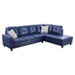 Bowery Hill Contemporary Faux Leather Right Sectional Sofa in Blue