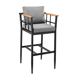Bowery Hill Contemporary 30&quot Aluminum Outdoor Bar Stool in Gray