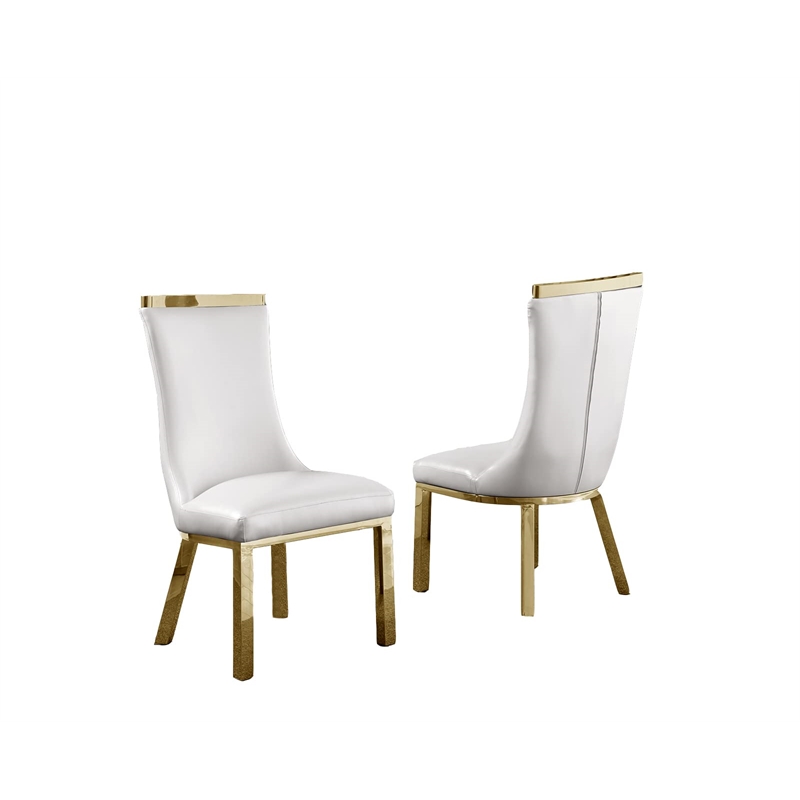 Bowery Hill Clear Glass 9pc Dining Set with Gold Stainless Steel and 8 Chairs