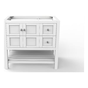 Bowery Hill Modern 36&quot White Wood Vanity Base with Chrome Handles
