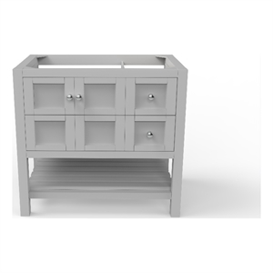 Bowery Hill Modern 36&quot Gray Wood Vanity Base with Chrome Handles