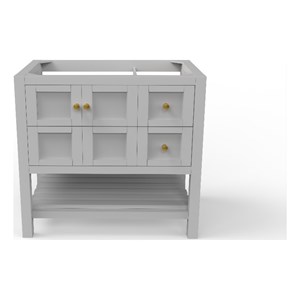 Bowery Hill Modern 36&quot Gray Wood Vanity Base with Gold Handles