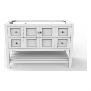 Bowery Hill Modern 48&quot White Wood Vanity Base with Chrome Handles