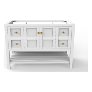 Bowery Hill Modern 48&quot White Wood Vanity Base with Gold Handles