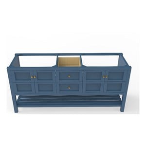 Bowery Hill Modern 72&quot Blue Wood Vanity Base with Gold Handles