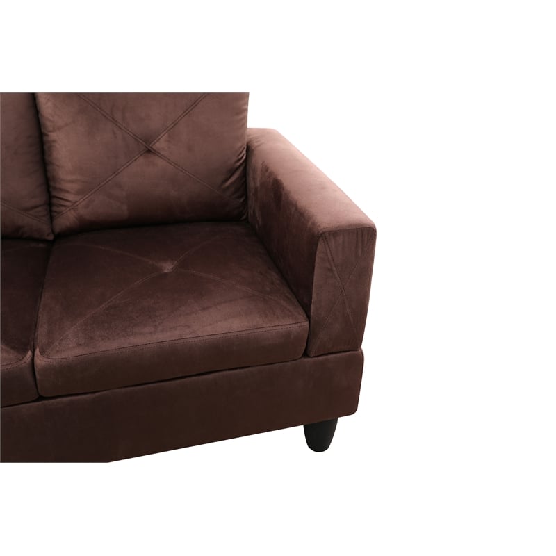 Bowery Hill L-shaped Brown Microfiber Couch with Ottoman (Pillows Included)