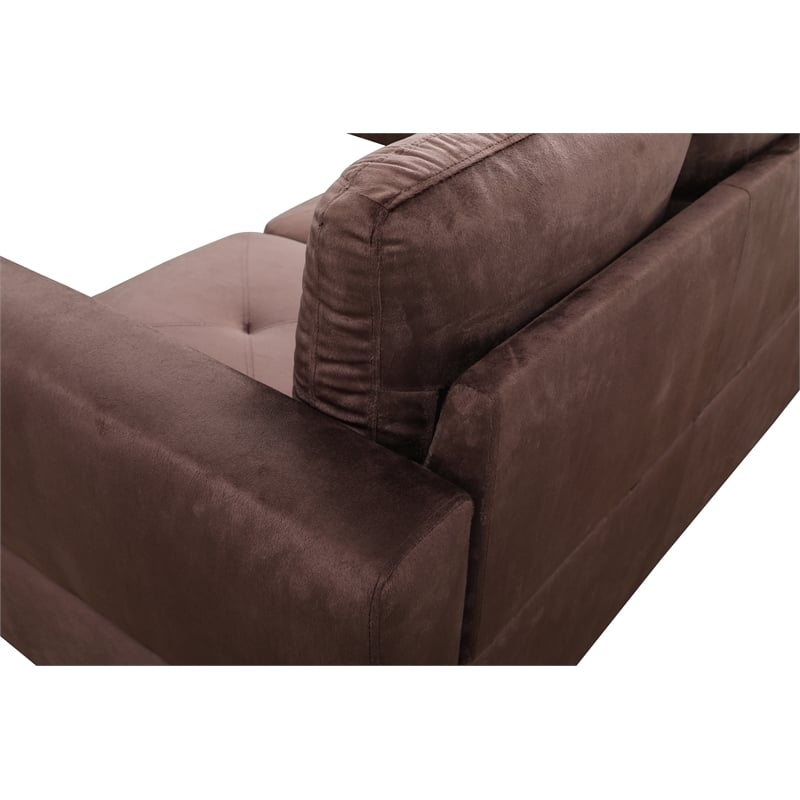 Bowery Hill L-shaped Brown Microfiber Couch with Ottoman (Pillows Included)