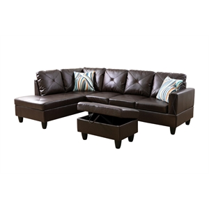 Bowery Hill L-shaped Brown Microfiber Couch with Ottoman (Pillows Included)