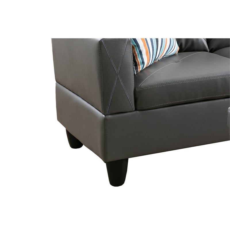 Bowery Hill L-shaped Gray Microfiber Couch with Ottoman (Pillows Included)