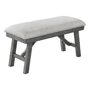 Bowery Hill Rustic Gray Wood Linen Upholstered Dining Bench Seats up to 2