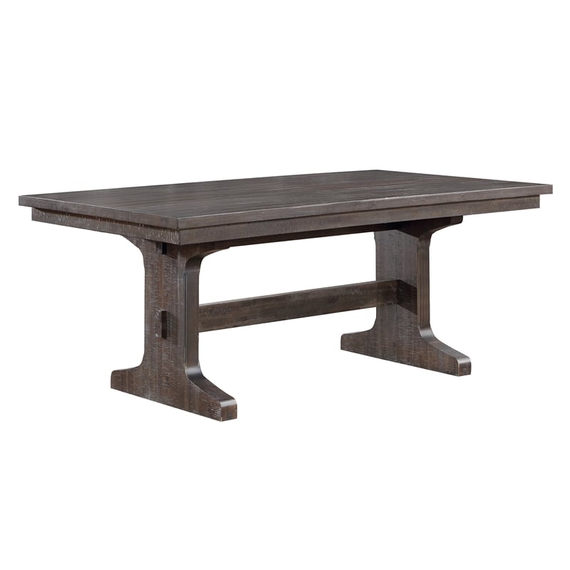 Bowery Hill Traditional Rustic Brown Wood Fixed Dining Table