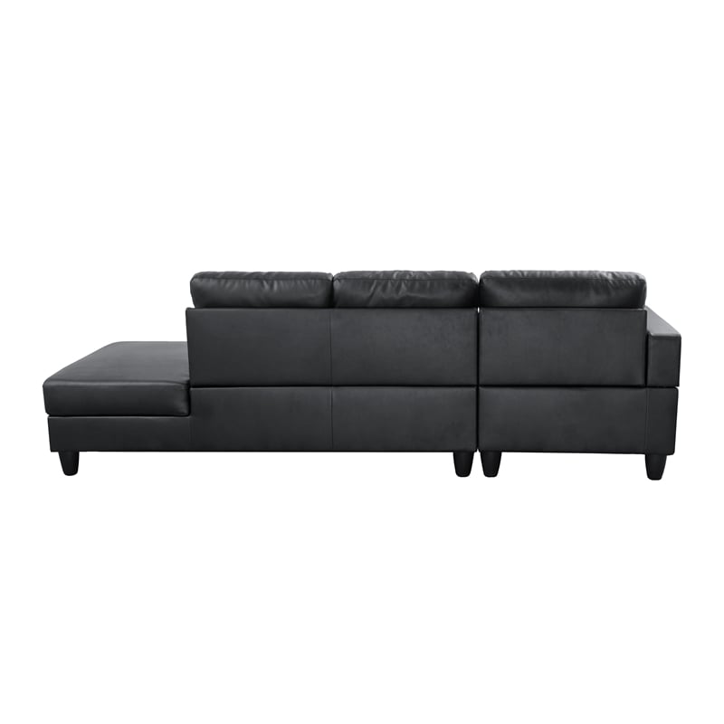 Bowery Hill L-shaped Black Faux Leather 2-piece Couch Living Room Sofa Set