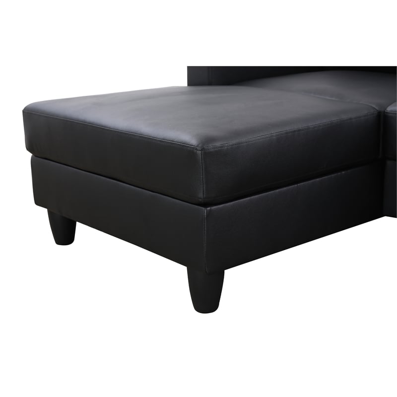 Bowery Hill L-shaped Black Faux Leather 2-piece Couch Living Room Sofa Set