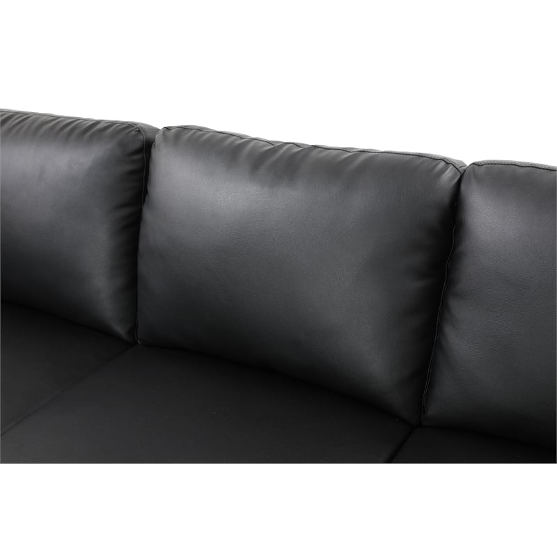 Bowery Hill L-shaped Black Faux Leather 2-piece Couch Living Room Sofa Set