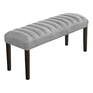 Bowery Hill 22&quot Upholstered Fabric Dining Bench in Gray/Espresso
