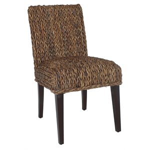 Bowery Hill Woven Banana Leaf (Rattan/Wicker) Dining Chair in Honey/Dark Brown