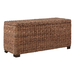 Bowery Hill 42&quot Woven Banana Leaf Rattan Storage Trunk in Honey Brown
