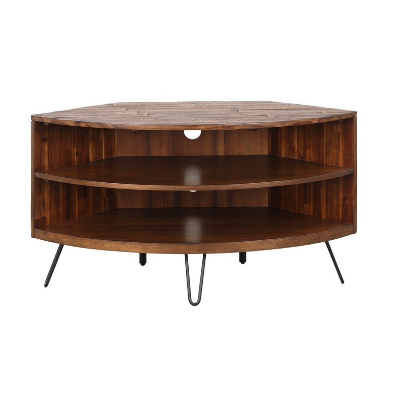 Bowery Hill Acacia Wood Corner Media Stand for TVs up to 41
