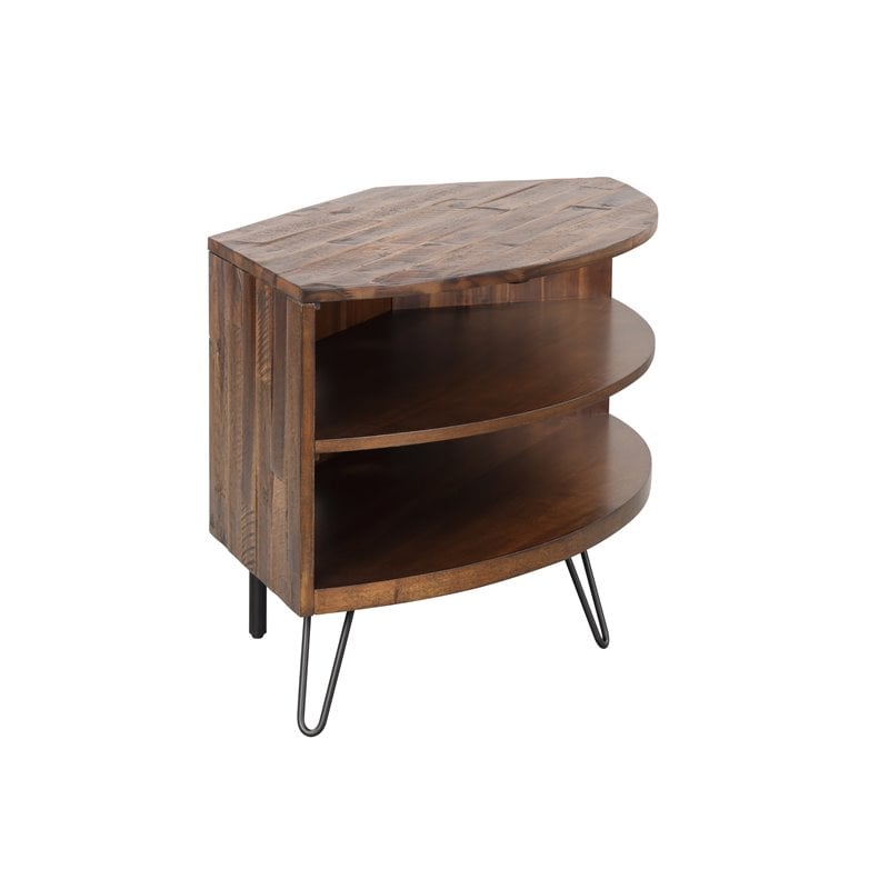 Bowery Hill Acacia Wood Corner Media Stand for TVs up to 41