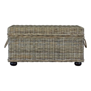 Bowery Hill Farmhouse 42&quot Wicker / Rattan Storage Trunk in Tan