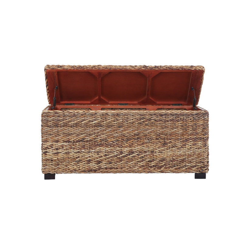 Bowery Hill Contemporary Woven Banana Leaf Storage Trunk in Natural