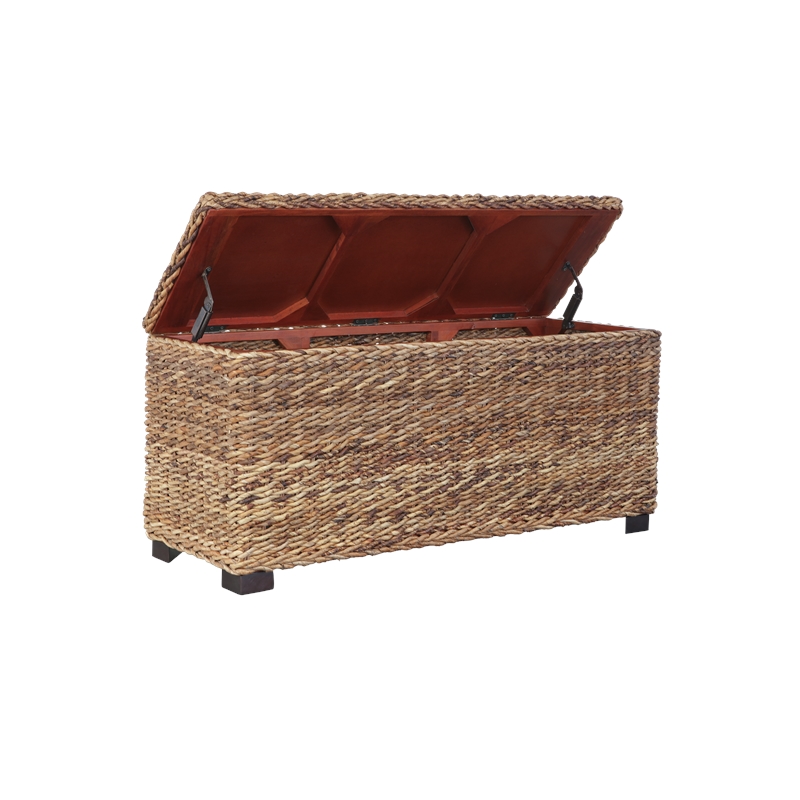 Bowery Hill Contemporary Woven Banana Leaf Storage Trunk in Natural