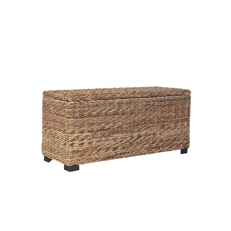 Bowery Hill Contemporary Woven Banana Leaf Storage Trunk in Natural