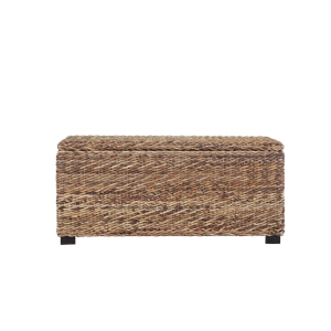 Bowery Hill Contemporary Woven Banana Leaf Storage Trunk in Natural