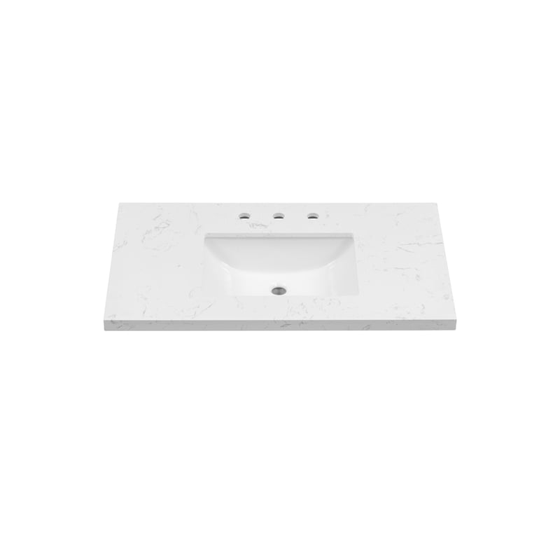 Bowery Hill Contemporary 37'' Engineered Stone Top  Bathroom Vanity in White