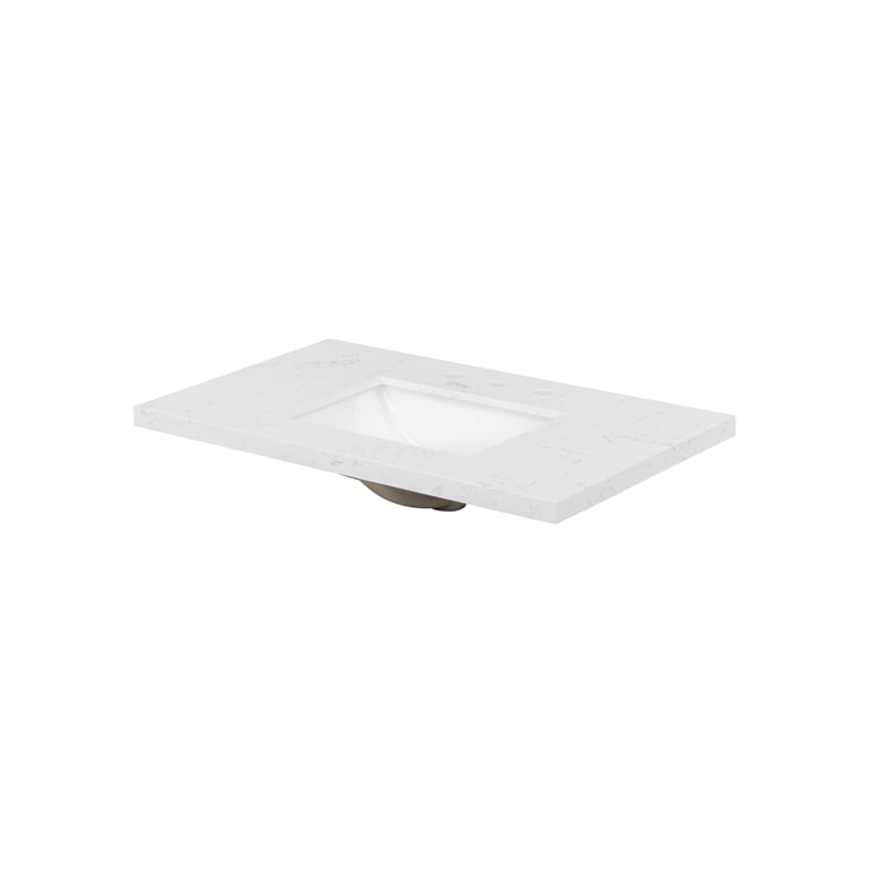 Bowery Hill Contemporary 37'' Engineered Stone Top  Bathroom Vanity in White