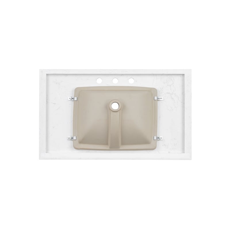 Bowery Hill Contemporary 37'' Engineered Stone Top  Bathroom Vanity in White