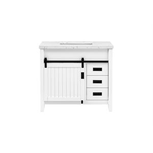 Bowery Hill Contemporary Solid Wood 37'' Stone Top Bathroom Vanity in White