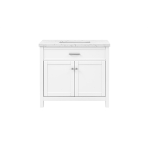 Bowery Hill Contemporary Solid Wood 37'' Stone Top Bathroom Vanity in White