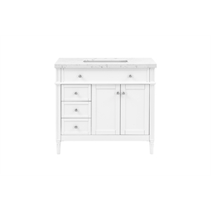 Bowery Hill Contemporary Solid Wood 37'' Stone Top Bathroom Vanity in White