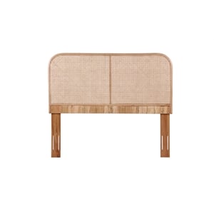 Bowery Hill Contemporary Cane and Teak Rattan Headboard in Natural