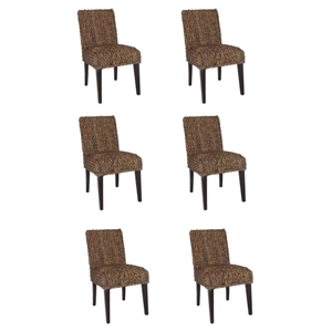 Bowery Hill Set of 6 Woven Dark Brown Banana Leaf (Rattan/Wicker) Dining Chairs