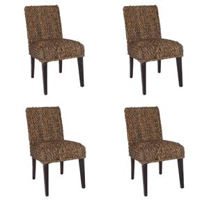 Bowery Hill Set of 4 Woven Dark Brown Banana Leaf (Rattan/Wicker) Dining Chairs