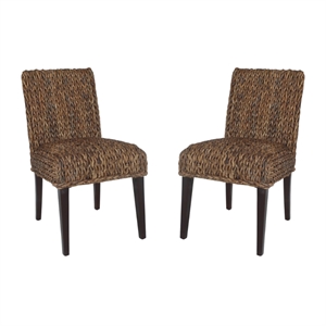 Bowery Hill Set of 2 Woven Dark Brown Banana Leaf (Rattan/Wicker) Dining Chairs