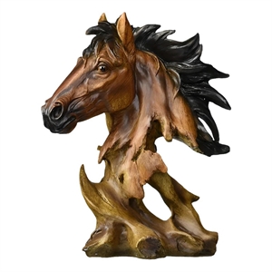 Bowery Hill Contemporary Bronze Horse Head Sculpture in Brown