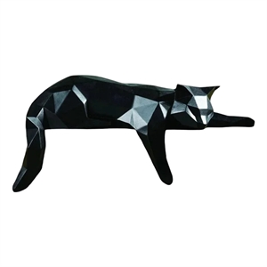 Bowery Hill Contemporary Geometric Lying Cat Figurine in Black