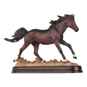 Bowery Hill Dark Brown Resin Galloping Horse Statue Elegant Home Decor