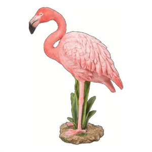 Bowery Hill Pink Metal Flamingo Statue Stylish Garden Decor Accent