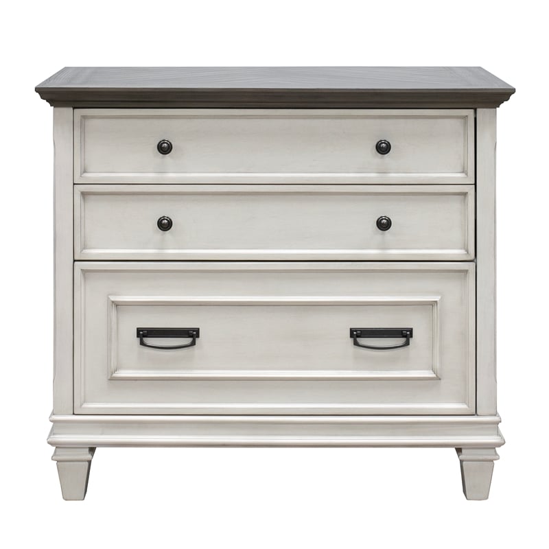 Bowery Hill Set of 2 Open Wood Bookcase Storage Cabinet & Lateral Filing Cabinet