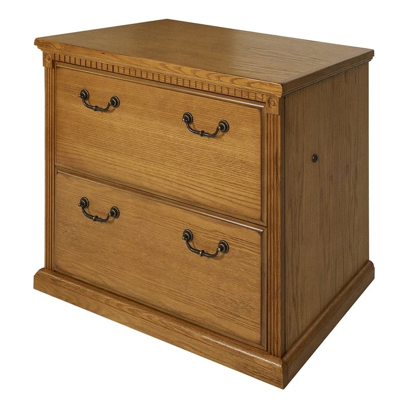 Bowery Hill 2 Drawers Traditional Wood Lateral Filing Cabinet in Natural