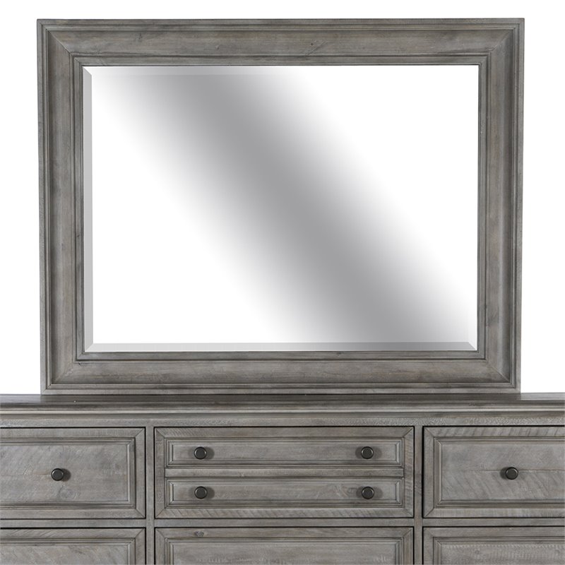 Bowery Hill Contemporary Wood Landscape Mirror in Dovetail Gray