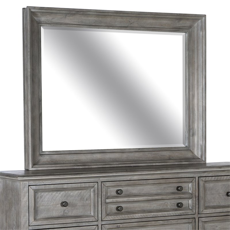 Bowery Hill Contemporary Wood Landscape Mirror in Dovetail Gray