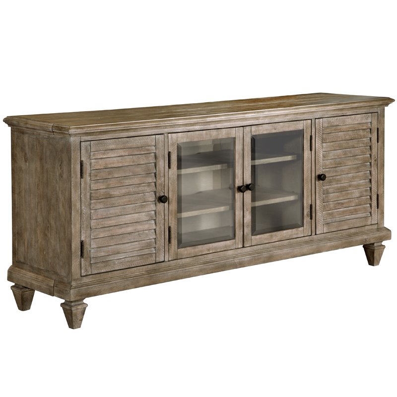 Bowery Hill Traditional Rustic Dovetail Gray Entertainment Console