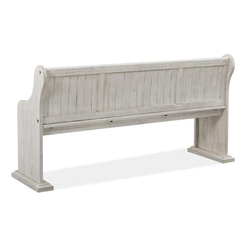 Bowery Hill Traditional Solid Pine Wood Bench with Back in White